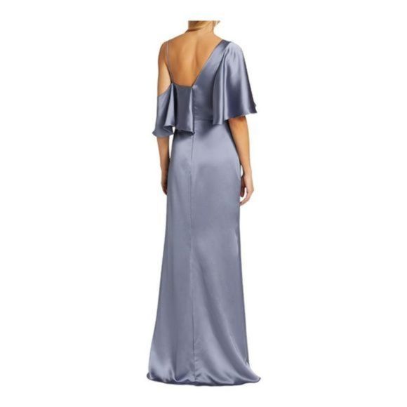 Amsale Asymmetric Ruffle Sleeve Gown Size 14 NWOT - Picture 10 of 11